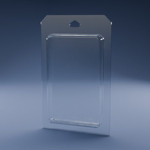 Blisteræske BLIBOX 020 i klar PET-plast – indvendige mål 74 × 119 × 19 mm
