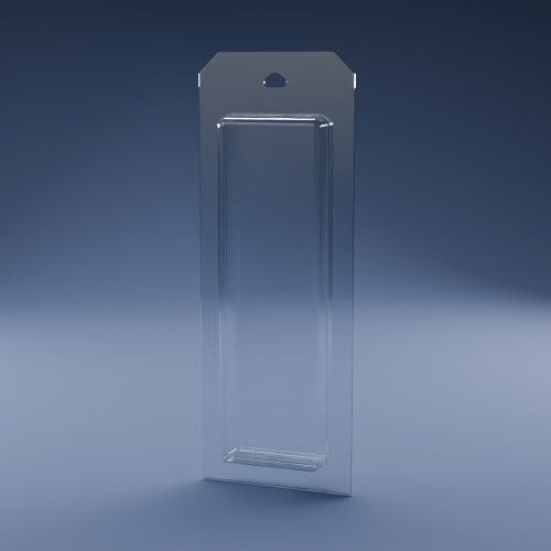 Blisteræske BLIBOX 045 i klar PET-plast – indvendige mål 46 × 150 × 21 mm