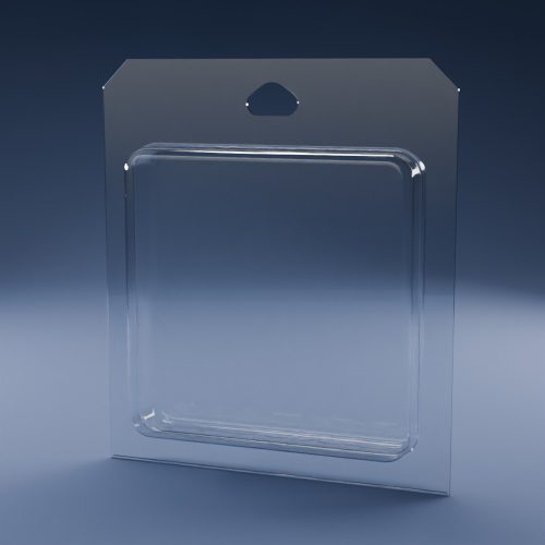 Blisteræske BLIBOX 100 i klar PET-plast – indvendige mål 96 × 96 × 21 mm