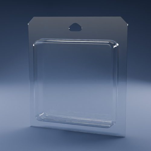 Blisteræske BLIBOX 120 i klar PET-plast – indvendige mål 111 × 111 × 31 mm