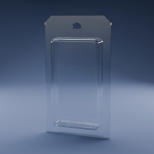 Blisteræske BLIBOX 140 i klar PET-plast – indvendige mål 64 × 116 × 26 mm