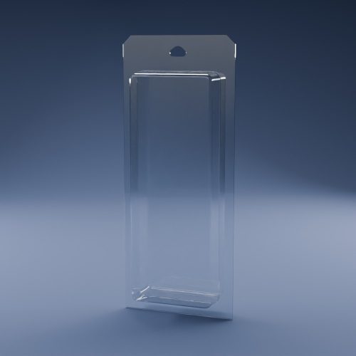 Blisteræske BLIBOX 213 i klar PET-plast – indvendige mål 89 × 238 × 50 mm