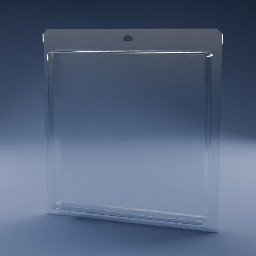 Blisteræske BLIBOX 501 i klar PET-plast – indvendige mål 287 × 289 × 50 mm