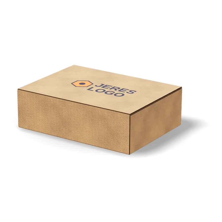 Postæske FEFCO 0427 med logo, bygget i KA Packaging Studio