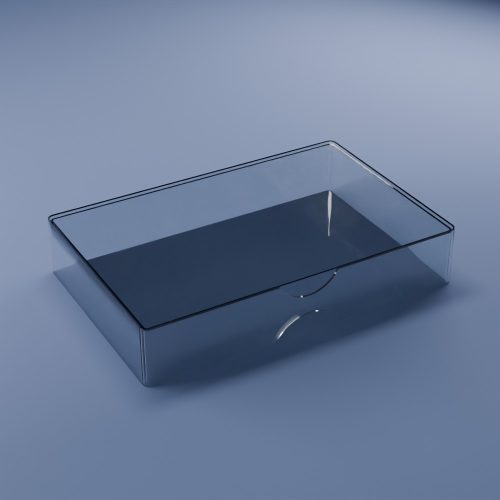 Visitkortæske-12 i glasklar plast med låg – 84 × 130 × 24,5 mm