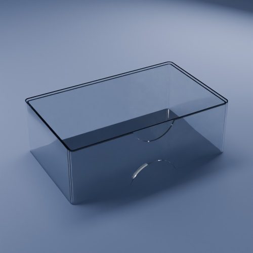 Visitkortæske-4 i glasklar plast med låg – 59 × 99 × 35 mm