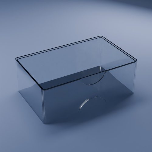Visitkortæske-5 i glasklar plast med låg – 57 × 92 × 35 mm